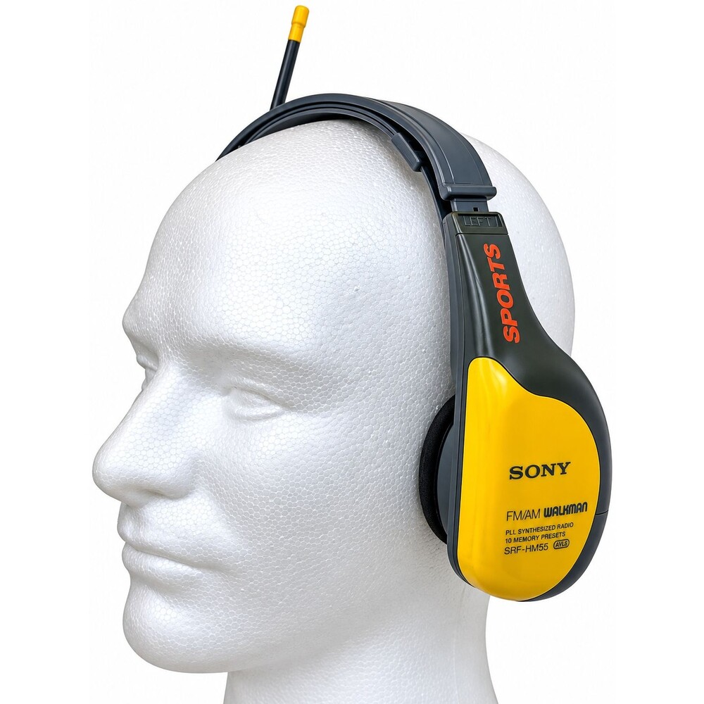 Sony Walkman Sport SRF-HM55 AM/FM Stereo Radio Headphones PLL Synthesized Yellow
